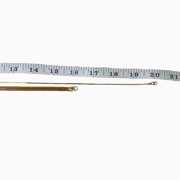 Monet Necklaces Lot 2 Gold Tone Shiny Flat Chains 16 And 20 Inch Signed - Picture 10 of 11